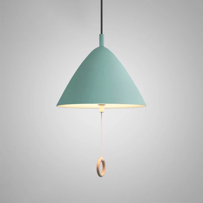 Contemporary Scandinavian Macaron Pull Line Conical Round Aluminum 2/3 Light Pendant Light for Bedroom
