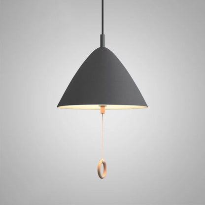 Contemporary Scandinavian Macaron Pull Line Conical Round Aluminum 2/3 Light Pendant Light for Bedroom