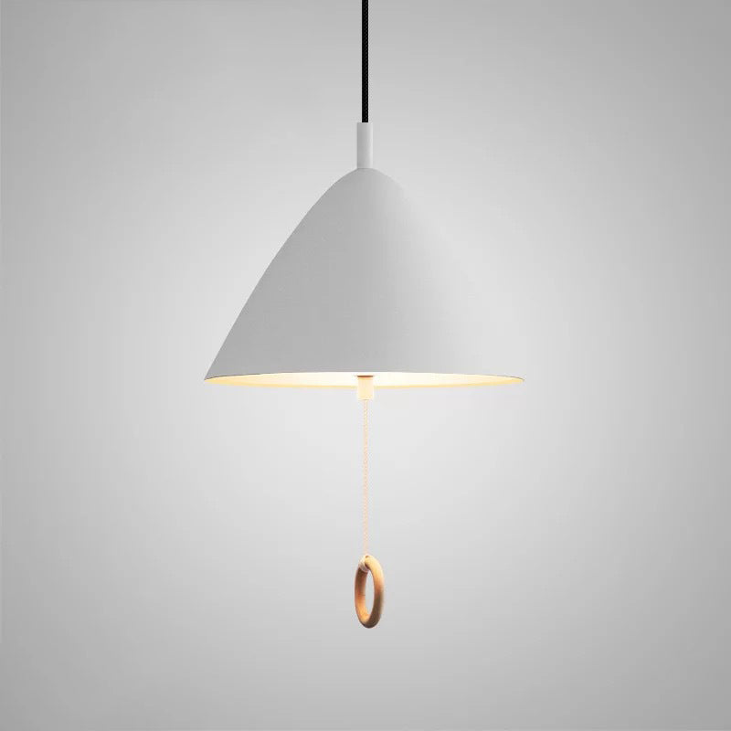 Contemporary Scandinavian Macaron Pull Line Conical Round Aluminum 2/3 Light Pendant Light for Bedroom