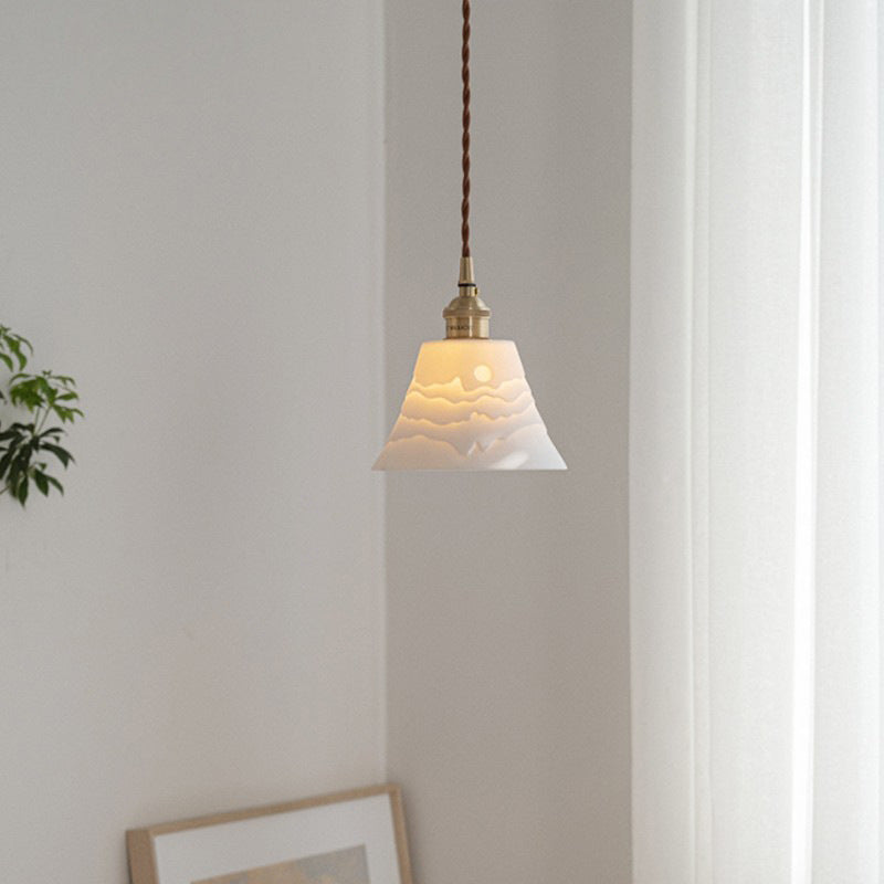 Contemporary Scandinavian Round Cylinder Cone Copper Ceramic 1-light Pendant Light for Dining Room BulbSquare