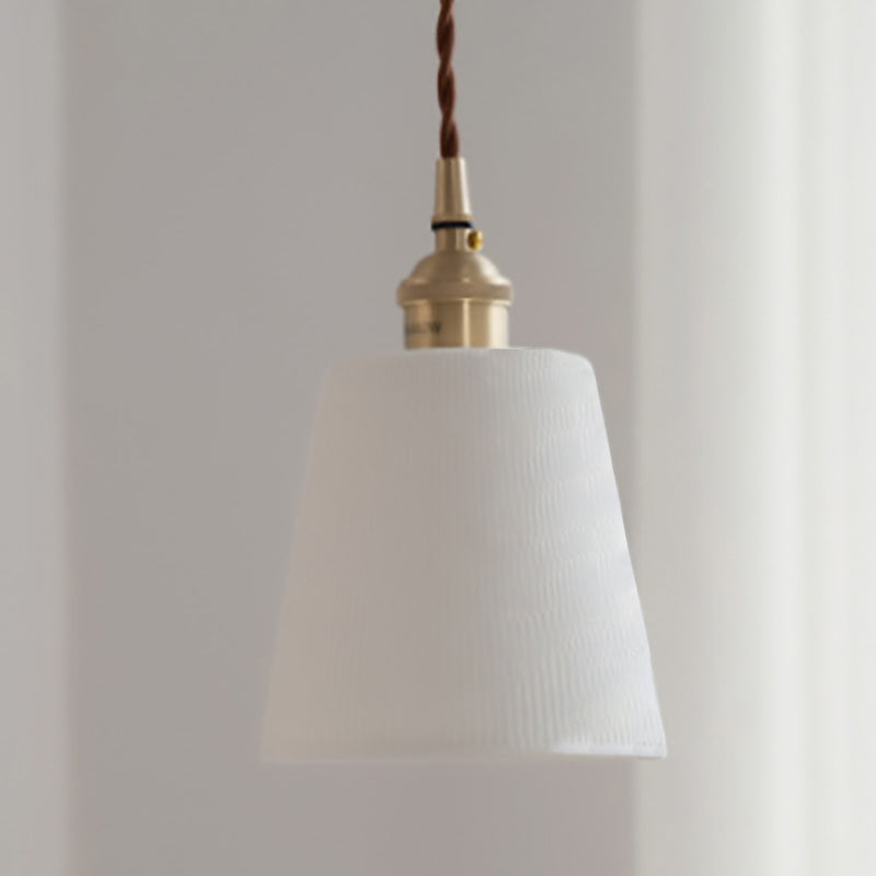 Contemporary Scandinavian Round Cylinder Cone Copper Ceramic 1-light Pendant Light for Dining Room BulbSquare