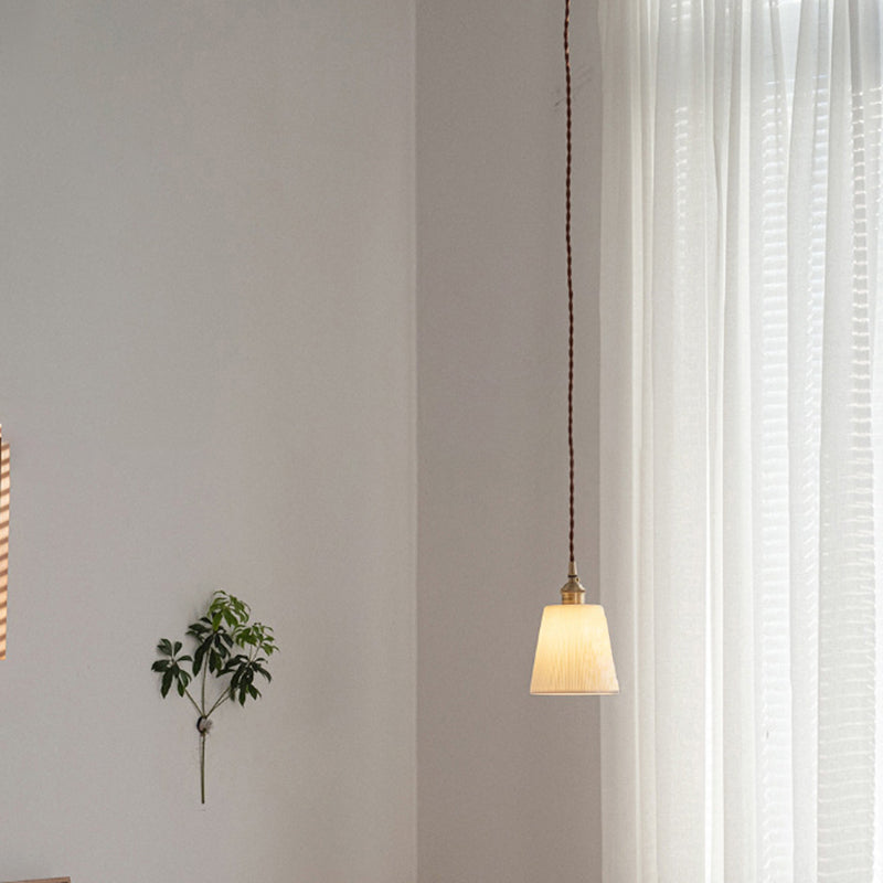 Contemporary Scandinavian Round Cylinder Cone Copper Ceramic 1-light Pendant Light for Dining Room BulbSquare