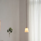 Contemporary Scandinavian Round Cylinder Cone Copper Ceramic 1-light Pendant Light for Dining Room BulbSquare