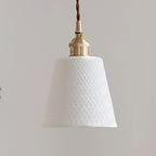 Contemporary Scandinavian Round Cylinder Cone Copper Ceramic 1-light Pendant Light for Dining Room BulbSquare