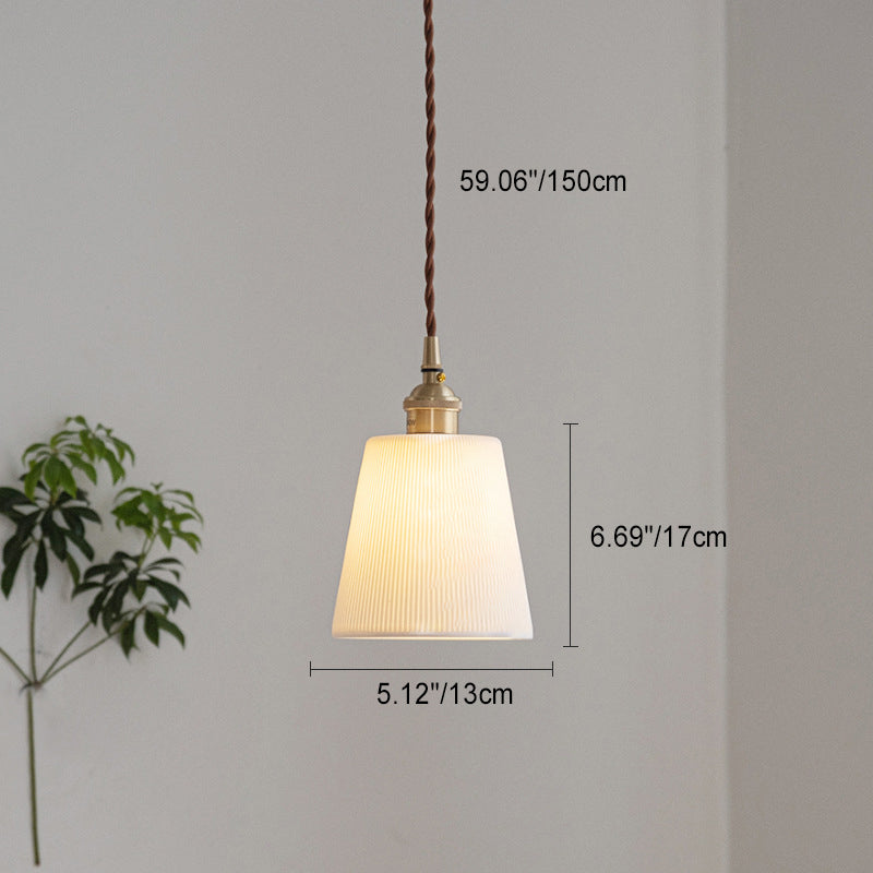 Contemporary Scandinavian Round Cylinder Cone Copper Ceramic 1-light Pendant Light for Dining Room BulbSquare