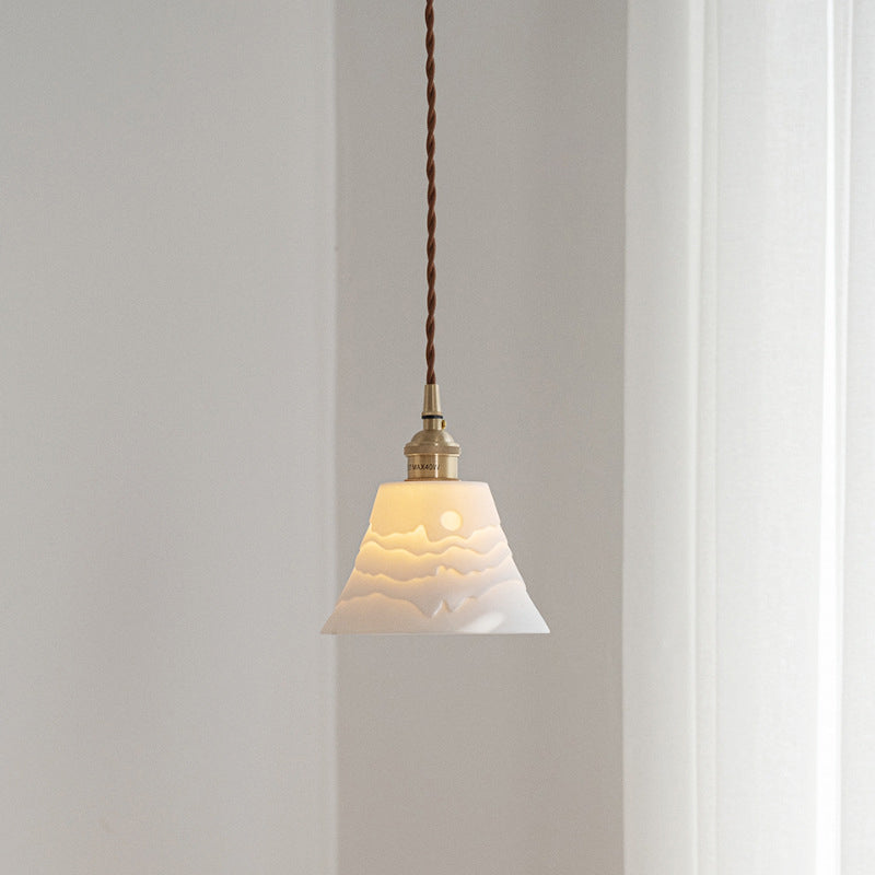 Contemporary Scandinavian Round Cylinder Cone Copper Ceramic 1-light Pendant Light for Dining Room BulbSquare