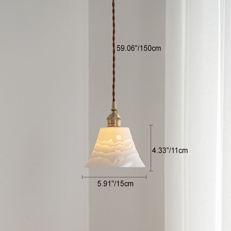Contemporary Scandinavian Round Cylinder Cone Copper Ceramic 1-light Pendant Light for Dining Room BulbSquare