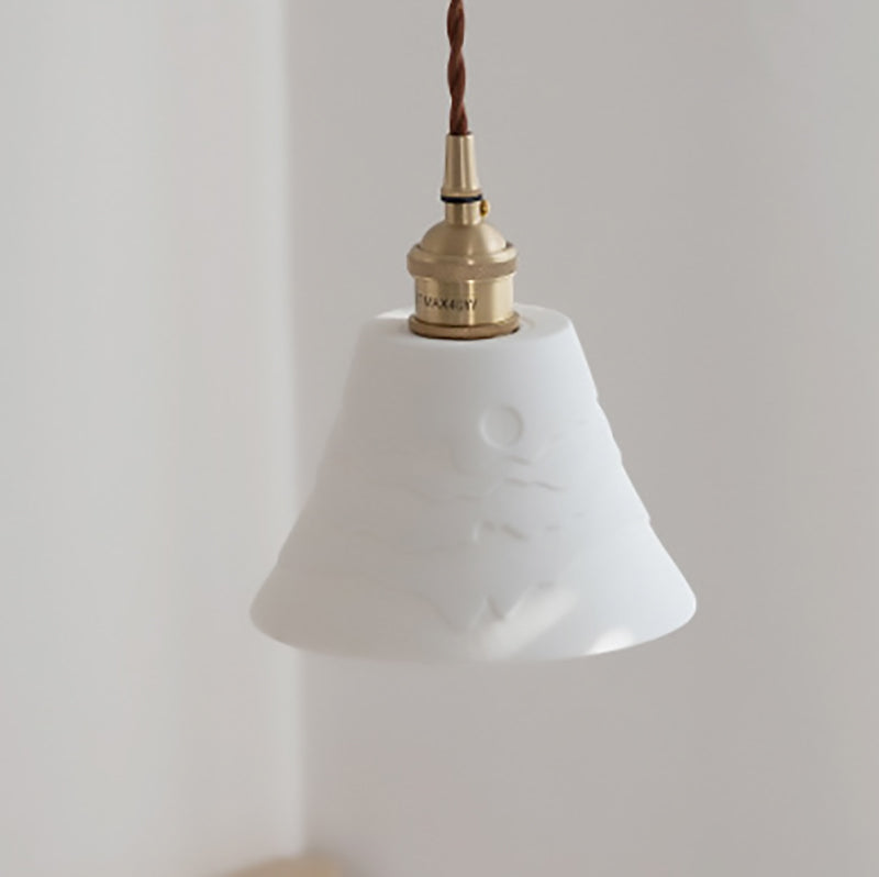 Contemporary Scandinavian Round Cylinder Cone Copper Ceramic 1-light Pendant Light for Dining Room BulbSquare