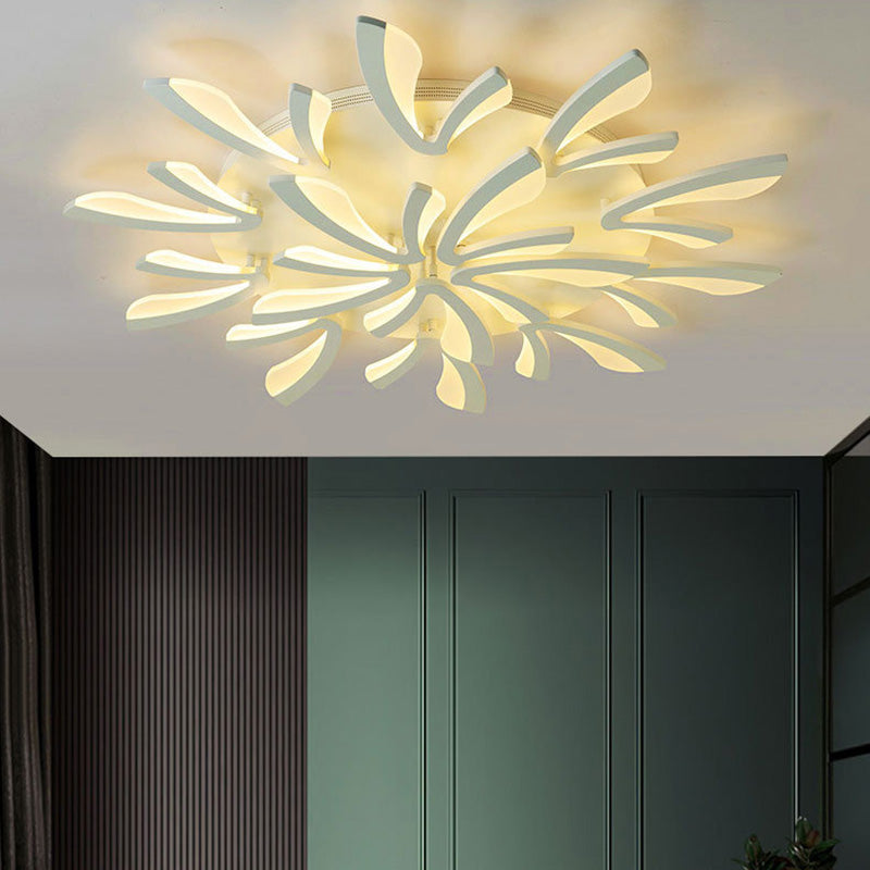 Contemporary Scandinavian Dandelion Dome Metal Acrylic LED Flush Mount Ceiling Light for Bedroom
