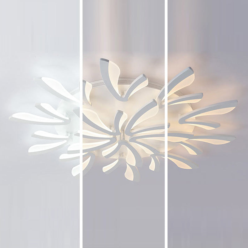 Contemporary Scandinavian Dandelion Dome Metal Acrylic LED Flush Mount Ceiling Light for Bedroom