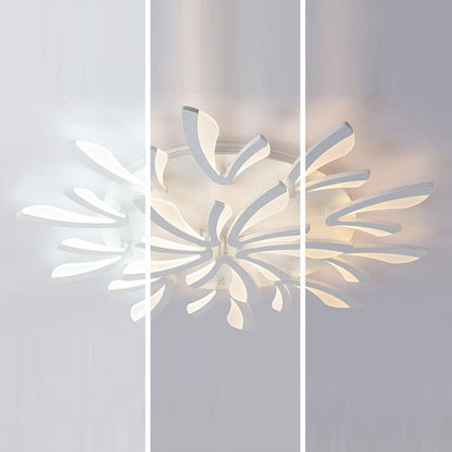 Contemporary Scandinavian Dandelion Dome Metal Acrylic LED Flush Mount Ceiling Light for Bedroom