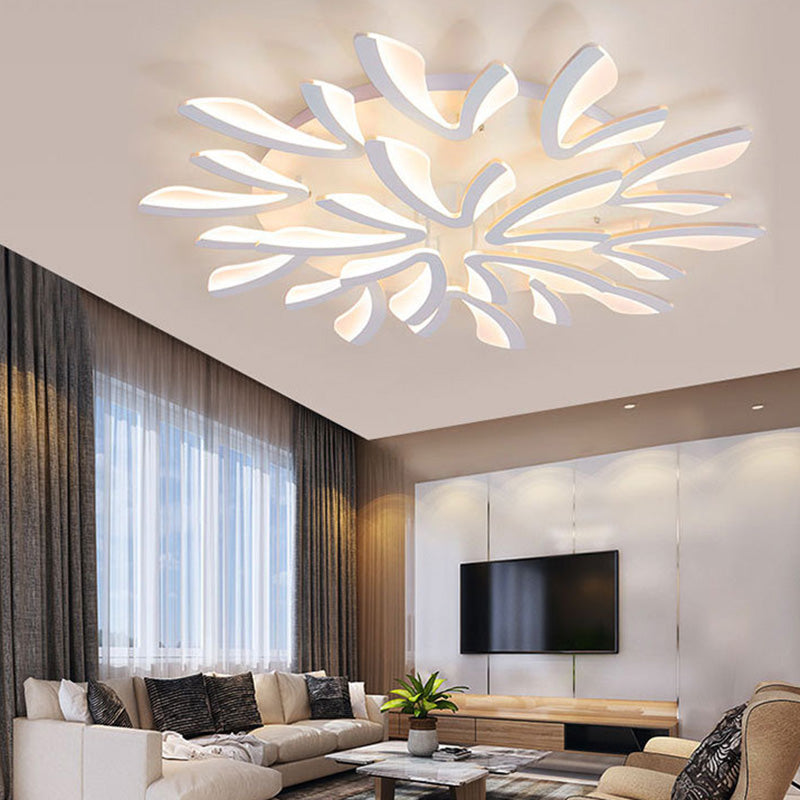 Contemporary Scandinavian Dandelion Dome Metal Acrylic LED Flush Mount Ceiling Light for Bedroom