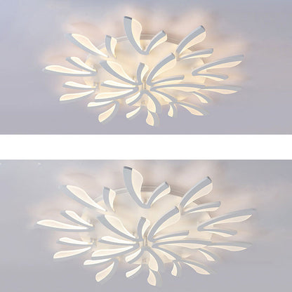 Contemporary Scandinavian Dandelion Dome Metal Acrylic LED Flush Mount Ceiling Light for Bedroom