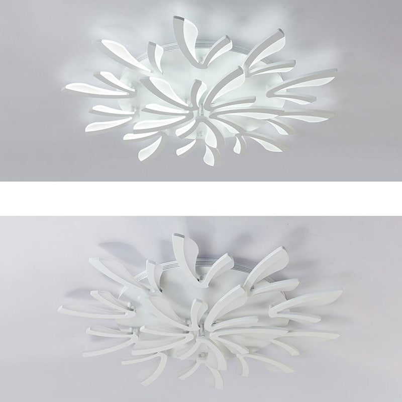 Contemporary Scandinavian Dandelion Dome Metal Acrylic LED Flush Mount Ceiling Light for Bedroom
