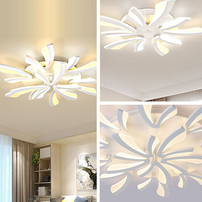 Contemporary Scandinavian Dandelion Dome Metal Acrylic LED Flush Mount Ceiling Light for Bedroom
