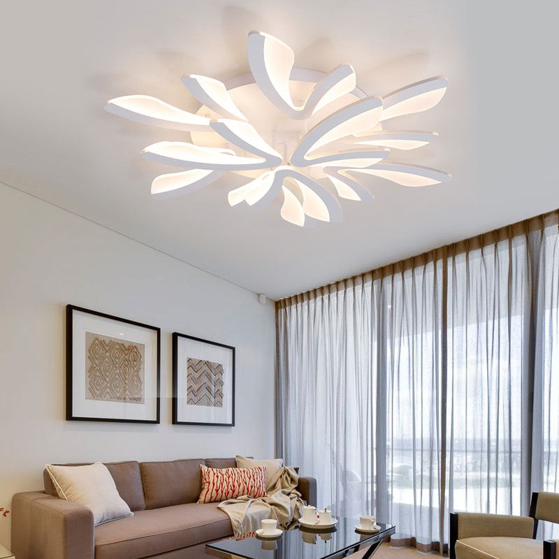 Contemporary Scandinavian Dandelion Dome Metal Acrylic LED Flush Mount Ceiling Light for Bedroom