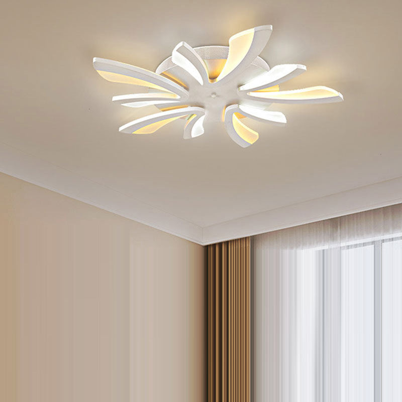 Contemporary Scandinavian Dandelion Dome Metal Acrylic LED Flush Mount Ceiling Light for Bedroom