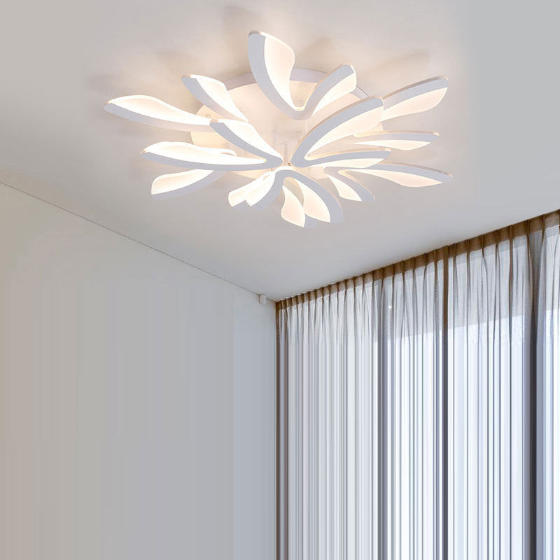 Contemporary Scandinavian Dandelion Dome Metal Acrylic LED Flush Mount Ceiling Light for Bedroom