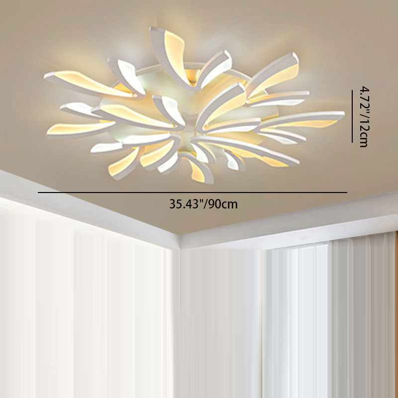 Contemporary Scandinavian Dandelion Dome Metal Acrylic LED Flush Mount Ceiling Light for Bedroom