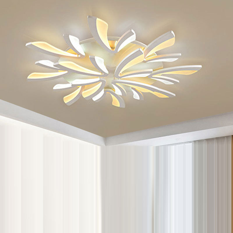 Contemporary Scandinavian Dandelion Dome Metal Acrylic LED Flush Mount Ceiling Light for Bedroom