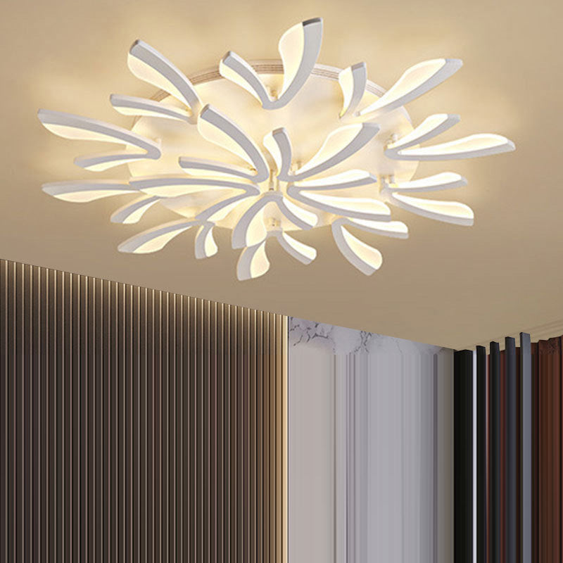 Contemporary Scandinavian Dandelion Dome Metal Acrylic LED Flush Mount Ceiling Light for Bedroom