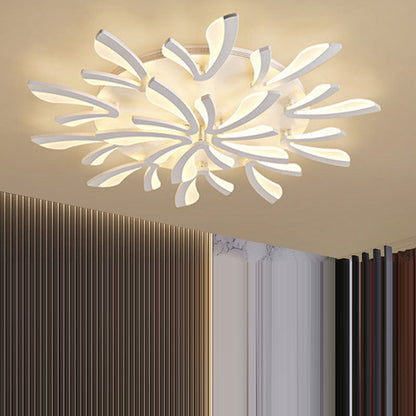 Contemporary Scandinavian Dandelion Dome Metal Acrylic LED Flush Mount Ceiling Light for Bedroom