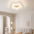 Modern Minimalist Round Flower Pentagon Triangle PE Hardware LED Flush Mount Ceiling Light For Bedroom