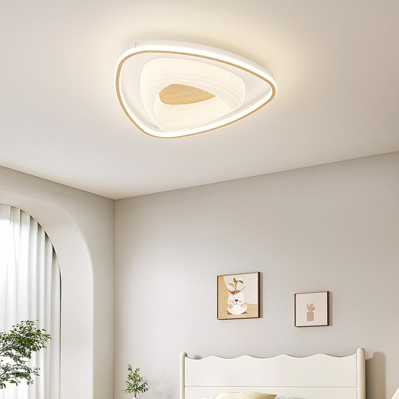Modern Minimalist Round Flower Pentagon Triangle PE Hardware LED Flush Mount Ceiling Light For Bedroom