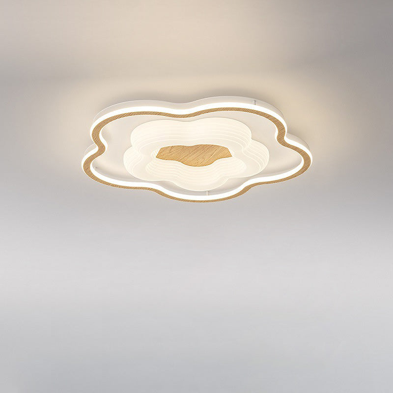 Modern Minimalist Round Flower Pentagon Triangle PE Hardware LED Flush Mount Ceiling Light For Bedroom