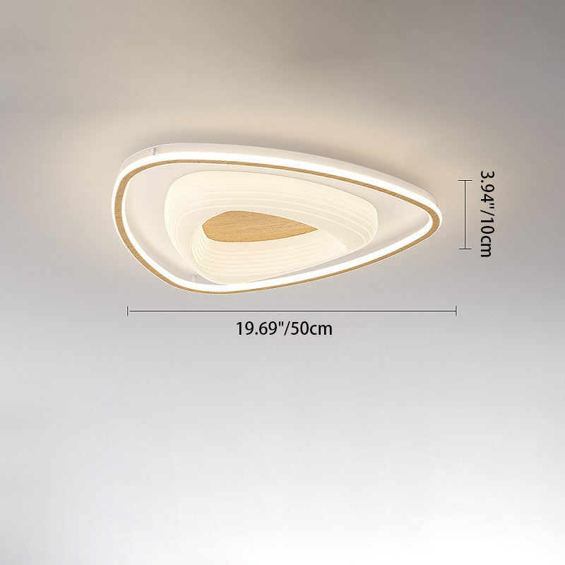 Modern Minimalist Round Flower Pentagon Triangle PE Hardware LED Flush Mount Ceiling Light For Bedroom