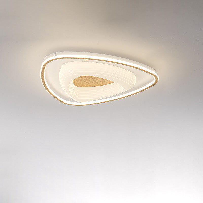 Modern Minimalist Round Flower Pentagon Triangle PE Hardware LED Flush Mount Ceiling Light For Bedroom