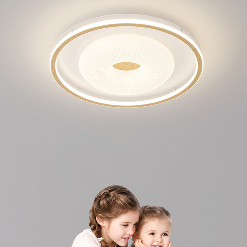 Modern Minimalist Round Flower Pentagon Triangle PE Hardware LED Flush Mount Ceiling Light For Bedroom