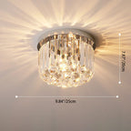 Modern Luxury Round Square Stainless Steel Crystal 2/4 Light Flush Mount Ceiling Light for Bedroom