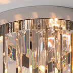 Modern Luxury Round Square Stainless Steel Crystal 2/4 Light Flush Mount Ceiling Light for Bedroom