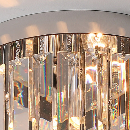 Modern Luxury Round Square Stainless Steel Crystal 2/4 Light Flush Mount Ceiling Light for Bedroom