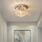 Modern Luxury Round Square Stainless Steel Crystal 2/4 Light Flush Mount Ceiling Light for Bedroom