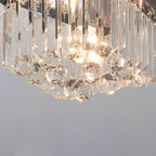 Modern Luxury Round Square Stainless Steel Crystal 2/4 Light Flush Mount Ceiling Light for Bedroom