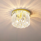 Modern Luxury Round Square Stainless Steel Crystal 2/4 Light Flush Mount Ceiling Light for Bedroom