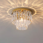 Modern Luxury Round Square Stainless Steel Crystal 2/4 Light Flush Mount Ceiling Light for Bedroom