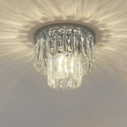 Modern Luxury Round Square Stainless Steel Crystal 2/4 Light Flush Mount Ceiling Light for Bedroom