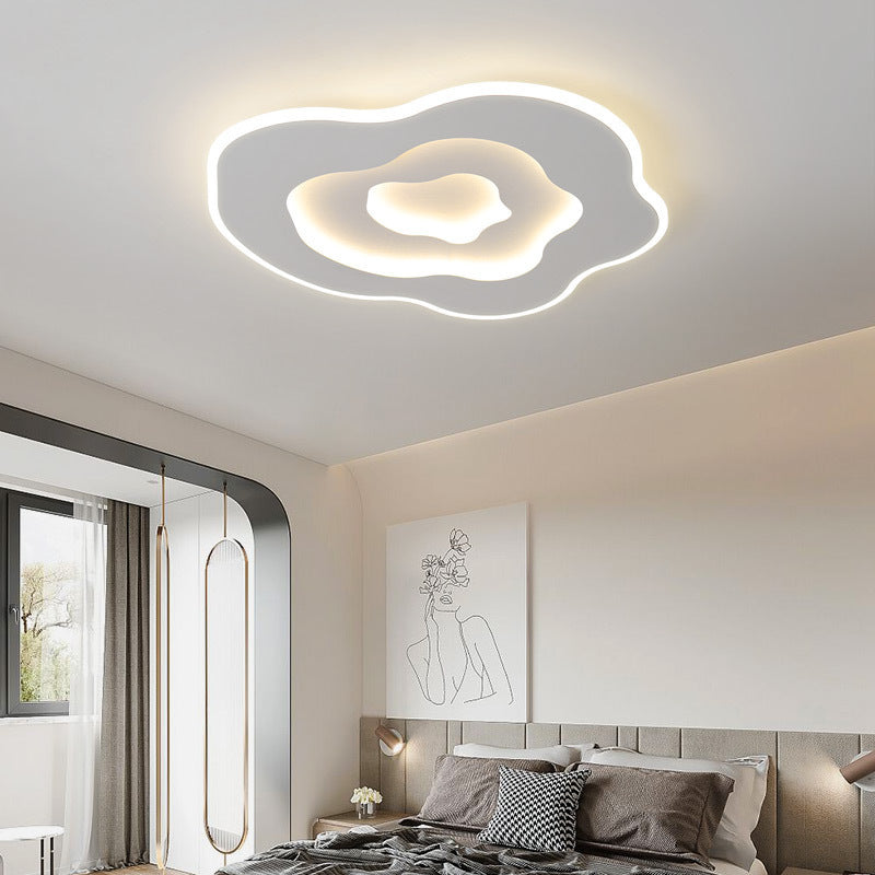 Modern Minimalist Cloud Irregular Round Iron LED Flush Mount Ceiling Light For Bedroom