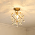 Modern Luxury Round Dome Iron Crystal 1/3 Light Semi-Flush Mount Ceiling Light For Bedroom