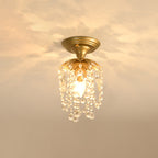 Modern Luxury Round Dome Iron Crystal 1/3 Light Semi-Flush Mount Ceiling Light For Bedroom