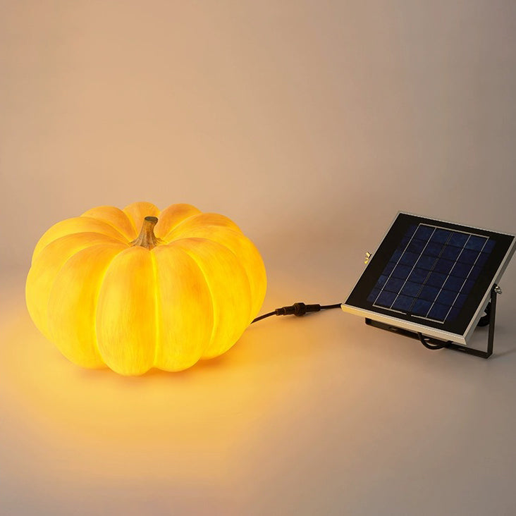 Modern Art Deco Solar Waterproof Pumpkin Round Resin LED Outdoor Light For Garden Lumendat