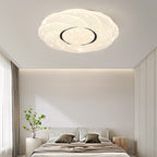 Modern Minimalist Cream Star Storm Round Dome PVC Iron LED Flush Mount Ceiling Light For Bedroom