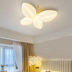 Modern Art Deco Cream Butterfly PE Iron LED Flush Mount Ceiling Light For Bedroom