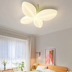 Modern Art Deco Cream Butterfly PE Iron LED Flush Mount Ceiling Light For Bedroom