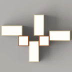 Modern Minimalist Cream Geometric Rectangle Square Iron Silicone LED Flush Mount Ceiling Light For Living Room