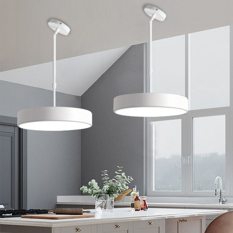 Contemporary Scandinavian Macaron Universal Adjustable Round Cylinder Iron Acrylic LED Pendant Light for Bedroom