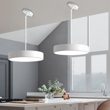 Contemporary Scandinavian Macaron Universal Adjustable Round Cylinder Iron Acrylic LED Pendant Light for Bedroom